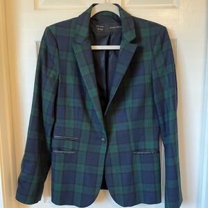 Preppy Zara Tartan Blazer Sz Medium
